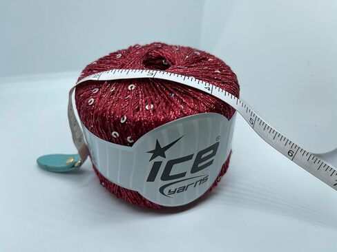 Ice Yarns Dazzle Paillette Red with Iridescent Mini Sequins Yarn - 25 Grams (.88 oz) 200 m (218 Yards), Polyester, Metallic Lurex, Sequins in Kuwait