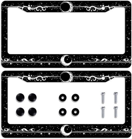 2Pcs Moon Waves Stars License Plate Frame Milky Way Starry Sky Car Front License Plate Personalise License Plate Frames Stainless Steel Metal Car Plates Tag Funny Decor Men Women 12x6 Inch in Saudi Arabia