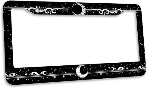 2Pcs Moon Waves Stars License Plate Frame Milky Way Starry Sky Car Front License Plate Personalise License Plate Frames Stainless Steel Metal Car Plates Tag Funny Decor Men Women 12x6 Inch in Saudi Arabia