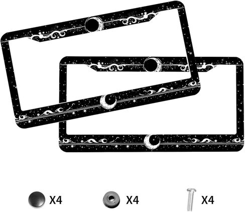 2Pcs Moon Waves Stars License Plate Frame Milky Way Starry Sky Car Front License Plate Personalise License Plate Frames Stainless Steel Metal Car Plates Tag Funny Decor Men Women 12x6 Inch in Saudi Arabia