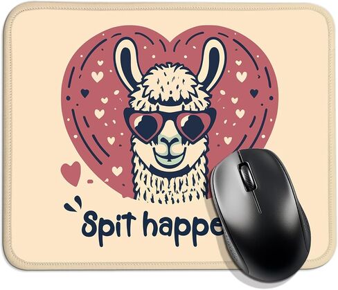 Spit Happens, Funny Mouse Pad (Square), Comfortable Aand Non-Slip, Cute Alpaca Style, Suitable for Laptop Games, Gifts for Colleagues, Teachers, Homework and Office in Saudi Arabia