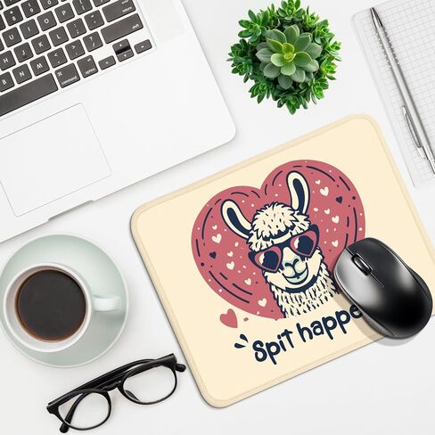 Spit Happens, Funny Mouse Pad (Square), Comfortable Aand Non-Slip, Cute Alpaca Style, Suitable for Laptop Games, Gifts for Colleagues, Teachers, Homework and Office in Saudi Arabia