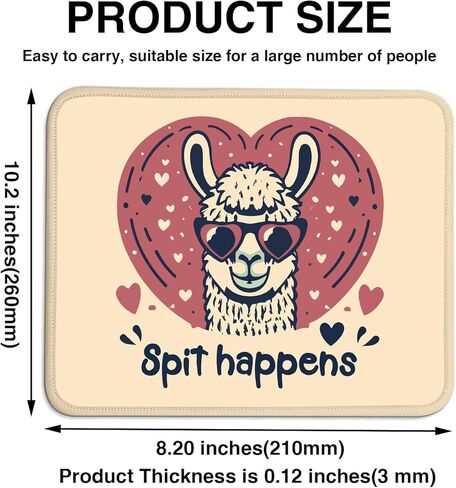 Spit Happens, Funny Mouse Pad (Square), Comfortable Aand Non-Slip, Cute Alpaca Style, Suitable for Laptop Games, Gifts for Colleagues, Teachers, Homework and Office in Saudi Arabia