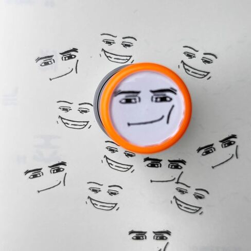 4PCS Funny Cute Expression Sensitive Seal, Funny Game Characters Face Stamp Set, Teacher Stamps for Classroom Awards, Journaling, Scrapbooking & DIY Crafts (Orange+Green) in Saudi Arabia