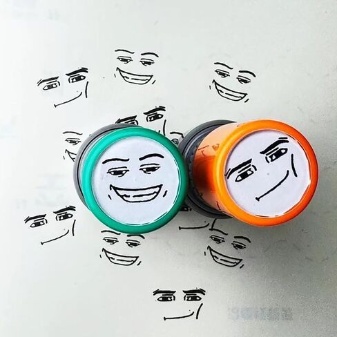 4PCS Funny Cute Expression Sensitive Seal, Funny Game Characters Face Stamp Set, Teacher Stamps for Classroom Awards, Journaling, Scrapbooking & DIY Crafts (Orange+Green) in Saudi Arabia