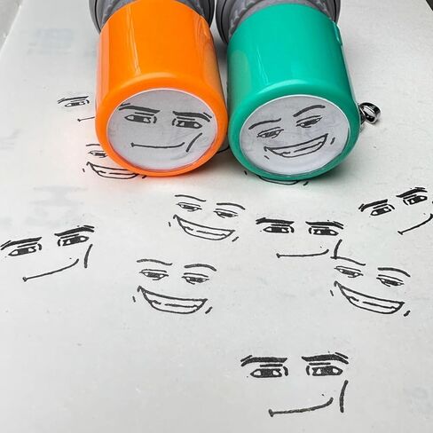 4PCS Funny Cute Expression Sensitive Seal, Funny Game Characters Face Stamp Set, Teacher Stamps for Classroom Awards, Journaling, Scrapbooking & DIY Crafts (Orange+Green) in Saudi Arabia