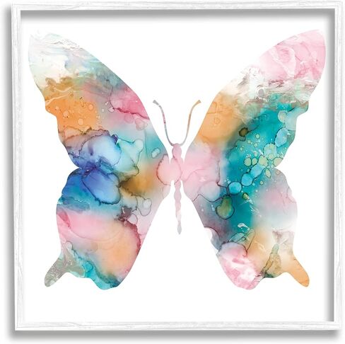 Stupell Industries Pastel Watercolor Pattern Butterfly Silhouette Painting Framed Wall Art, Design By Susan Jill in Kuwait