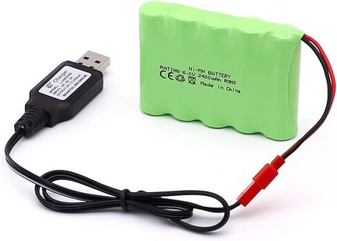 2400mAh 6V Ni-Mh Rechargeable Ni-MH Battery for RC Car Electric Toy Truck SUV 4X4 Construction Dumper Remote Control AA Battery with USB Charging Cable (JST Connector) in Saudi Arabia
