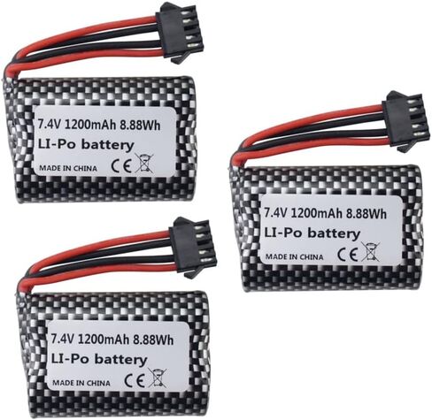 sea jump 3PCS 7.4V 1200mAh Lithium Battery for R208 R308 2008 R206 TX122 TX123 H106 RC Boat Battery, High Speed Speedboat, Ship Model Accessories in Kuwait