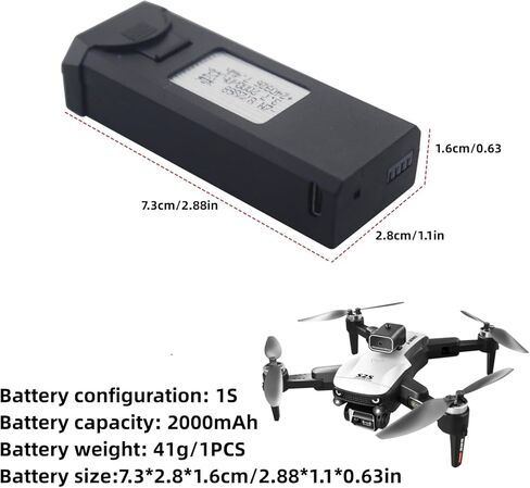 sea jump 2PCS 3.7V 2000mAh Lipo Battery Suitable for S2S Brushless Obstacle Avoidance Drone High-Definition Aerial Photography Quadcopter Accessories Folding Remote Control Drone Battery in Kuwait