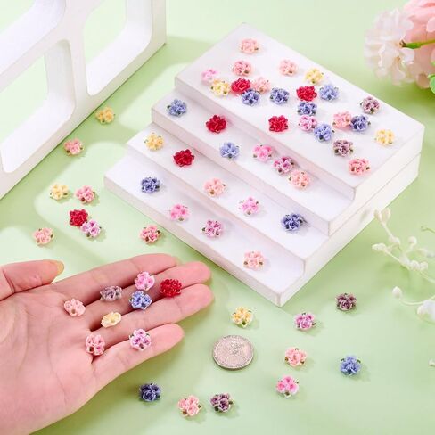 Craftdady 135Pcs 12mm Rose Flower Flatback Cabochons Undrilled Resin Cabochon Floral Embellishment Nail Art Decoration for Jewelry DIY Crafts Hair Accessories Scrapbooking, 9 Colors in Kuwait