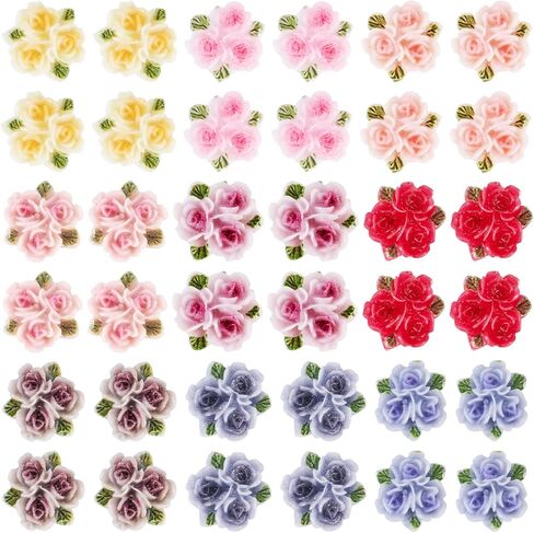 Craftdady 135Pcs 12mm Rose Flower Flatback Cabochons Undrilled Resin Cabochon Floral Embellishment Nail Art Decoration for Jewelry DIY Crafts Hair Accessories Scrapbooking, 9 Colors in Kuwait