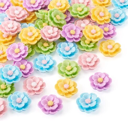 Craftdady 135Pcs 12mm Rose Flower Flatback Cabochons Undrilled Resin Cabochon Floral Embellishment Nail Art Decoration for Jewelry DIY Crafts Hair Accessories Scrapbooking, 9 Colors in Kuwait