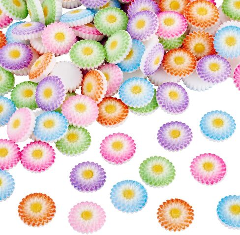 Craftdady 135Pcs 12mm Rose Flower Flatback Cabochons Undrilled Resin Cabochon Floral Embellishment Nail Art Decoration for Jewelry DIY Crafts Hair Accessories Scrapbooking, 9 Colors in Kuwait