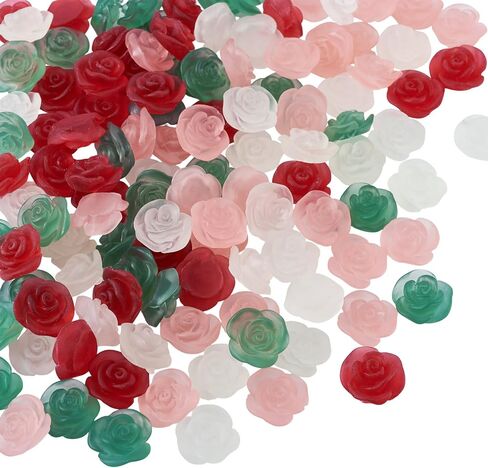 Craftdady 135Pcs 12mm Rose Flower Flatback Cabochons Undrilled Resin Cabochon Floral Embellishment Nail Art Decoration for Jewelry DIY Crafts Hair Accessories Scrapbooking, 9 Colors in Kuwait