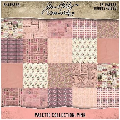 Tim Holtz Idea-Ology Pink Palette 8x8 Papers Collection, 12 Double-Sided Sheets in Kuwait