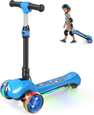 Electric Scooter for Kids Ages 3-8, 3 Wheels Electric Scooter, Electric Kick Scooter with 2 Speeds, Long Battery Life, Flashing LED Wheels, Adjustable Height, B2 with Bluetooth Music for Boys/Girls in Saudi Arabia