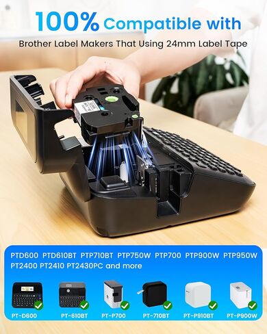 Label KINGDOM TZe-251 24mm 0.94" Laminated White TZ Tape Replacement for Brother Label Maker Tape 24mm Compatible with Brother PTouch PT-D610BT D600 P710BT P750W 950W, 5-Pack 1 Inch Tze251 in Saudi Arabia
