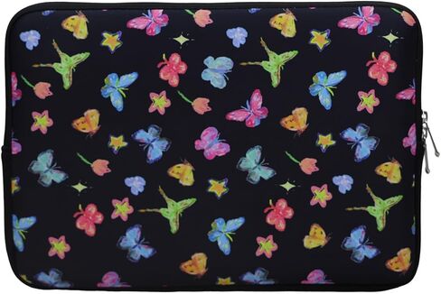 Laptop Sleeve Case, 13.3-14 Inch Neoprene Protective Bag Compatible with MacBook Air Pro, HP, Dell, Acer, ASUS, Lenovo, Floral Butterfly Pattern (Colorful Butterfly - Pink, 13-14 Inches) in Saudi Arabia