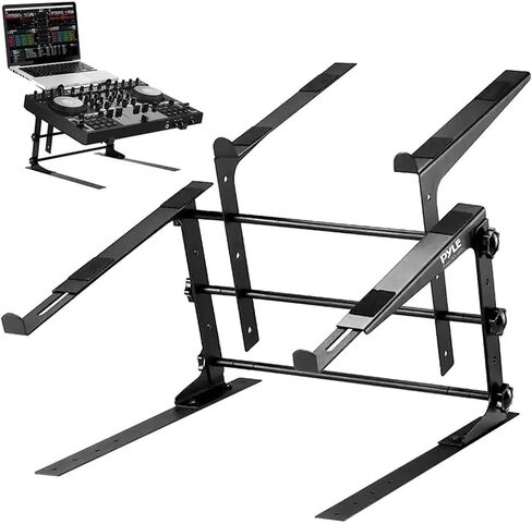 Pyle Portable Dual Laptop Stand - Universal Standing Table with Adjustable Height, Ergonomic Design and Anti-Slip Prongs for DJ Mixer, Sound Equipment, Workstation, Gaming and Home Use - PLPTS38 in Saudi Arabia