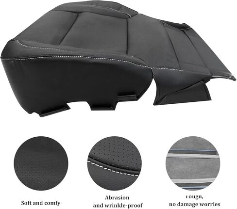 GXARTS Black Perforated Leather Driver and Passenger Side Bottom & Top Lean Back Replacement Seat Cover Compatible with Chevy Silverado Tahoe Suburban GMC Sierra Yukon 2014 2015 2016 2017 2018 2019 in Kuwait