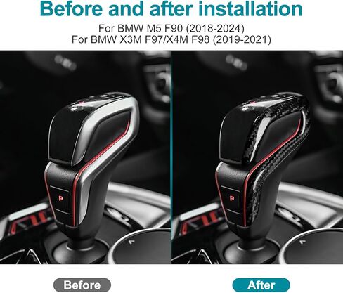 Carbon Fiber Shift Knob Side Trim Compatible with BMW M5 F90 2018 2019 2020 2021 2022 2023 2024 X3M F97 X4M F98 2019 2020 2021 - Gear Selector Side Panel Covers Left & Right Hand Drive in Saudi Arabia