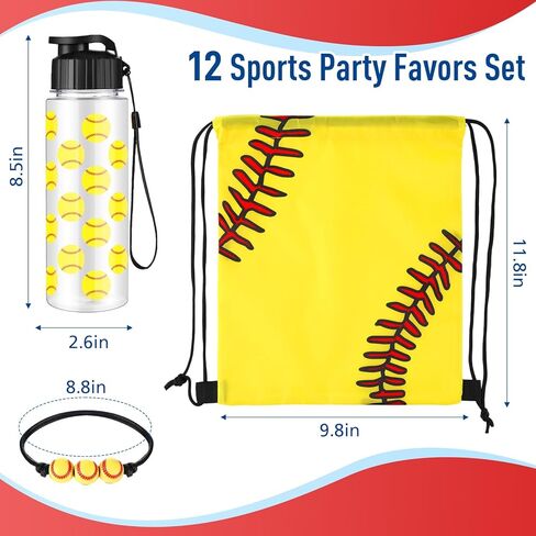36 Pcs Softball Party Favors Sports 18 oz Reusable Water Bottles Flip Top with Leak Proof Gift Set Include Drawstring Goodie Bag Bracelet for Softball Team Gift Accessories Supplies in Saudi Arabia
