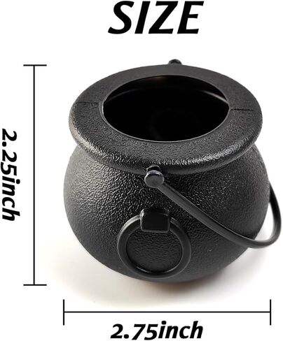 TIHOOD 24PCS 2.75" Plastic Cauldron, Mini Black Witch Cauldron, Multi-purposed Novelty Candy Holder Pot with Handle for Wizard Party, Halloween, St Patrick's Day Party Favors in Kuwait