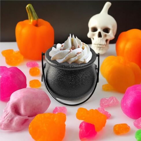 TIHOOD 24PCS 2.75" Plastic Cauldron, Mini Black Witch Cauldron, Multi-purposed Novelty Candy Holder Pot with Handle for Wizard Party, Halloween, St Patrick's Day Party Favors in Kuwait