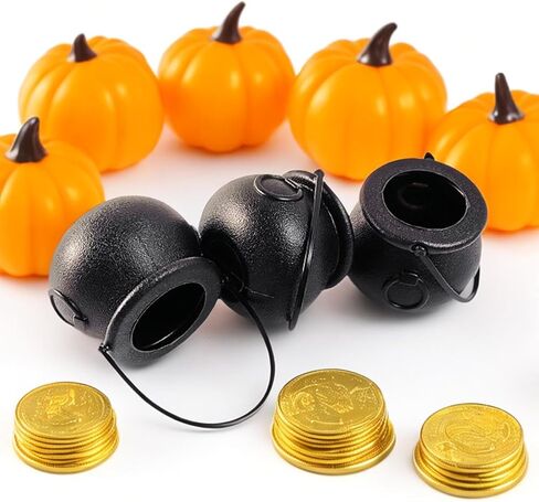 TIHOOD 24PCS 2.75" Plastic Cauldron, Mini Black Witch Cauldron, Multi-purposed Novelty Candy Holder Pot with Handle for Wizard Party, Halloween, St Patrick's Day Party Favors in Kuwait