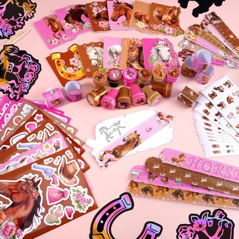 Benlouis 192Pcs Horse Floral Party Favors Pink Cowgirl School Stationery Bulk For Kids Girls Classroom Western Rodeo Birthday Gift Candy Goodie Bag Fillers Yee Haw Decor Pinata Prize Activity Supplies in Kuwait