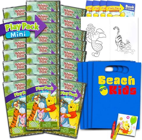 Disney Winnie the Pooh Mini Party Favor Set for Kids - Bundle with 24 Mini Winnie the Pooh Grab n Go Play Packs with Coloring Pages, Stickers and More in Kuwait