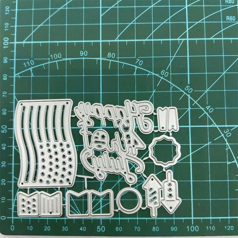 4th of July Metal Cutting Dies Set, Independence Day Scrapbooking Stencils, DIY Paper Craft Album Embossing Dies, Silver in Saudi Arabia