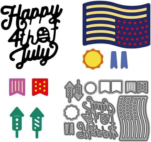 4th of July Metal Cutting Dies Set, Independence Day Scrapbooking Stencils, DIY Paper Craft Album Embossing Dies, Silver in Saudi Arabia