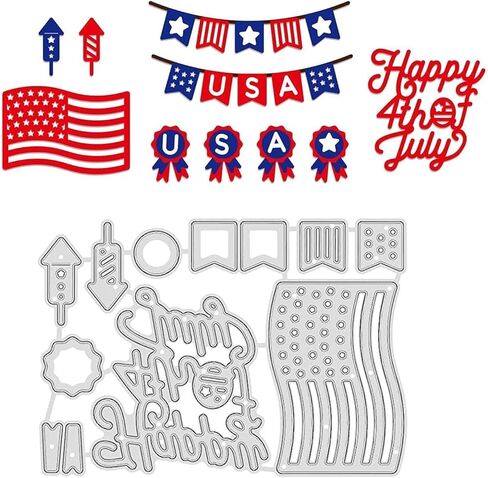4th of July Metal Cutting Dies Set, Independence Day Scrapbooking Stencils, DIY Paper Craft Album Embossing Dies, Silver in Saudi Arabia