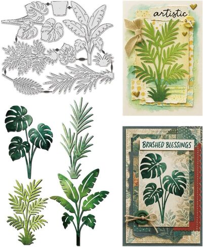 UNICRAFTALE 8Pcs Tropical Plant Carbon Steel Cutting Dies Stencils Leaves Cutting Dies for Paper Card Making Summer Embossing Paper Die Stencils for Scrapbooking Photo Album in Kuwait