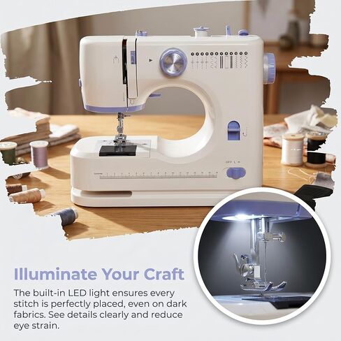 Sewing Machine For Beginners, Mini Sewing Machines, Included 2 Speed Foot Pedal, Portable Sewing Machines With 12 Built-In Stitch Patterns, (With Basic Sewing Kit) in Saudi Arabia