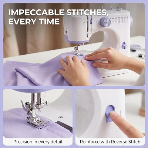Sewing Machine For Beginners, Mini Sewing Machines, Included 2 Speed Foot Pedal, Portable Sewing Machines With 12 Built-In Stitch Patterns, (With Basic Sewing Kit) in Saudi Arabia