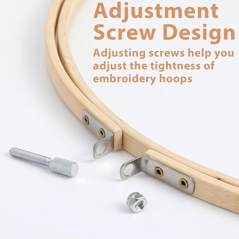2 Pcs Large Embroidery Hoops 12 Inch Round Wood Embroidery Hoop Adjustable Bamboo Cross Stitch Hoop Quilting Ring Frame for Art Craft Sewing in Kuwait