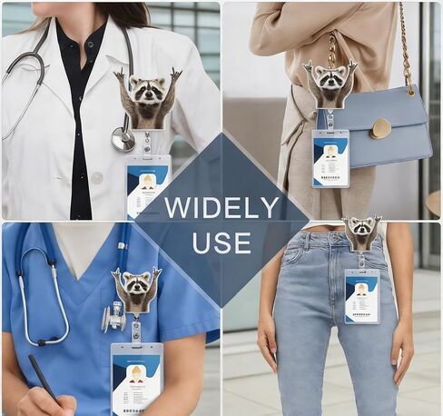 2 قطعة بكرة شارة مضحكة قابلة للسحب للممرضات التمريض RN CNA LPN موظفي مكتب العامل الطبي، ملحقات شارة ممرضة لطيفة، حامل شارة معرف الراكون الهامستر ميمي مع مشبك التمساح 24 سلك نايلون متين in Kuwait