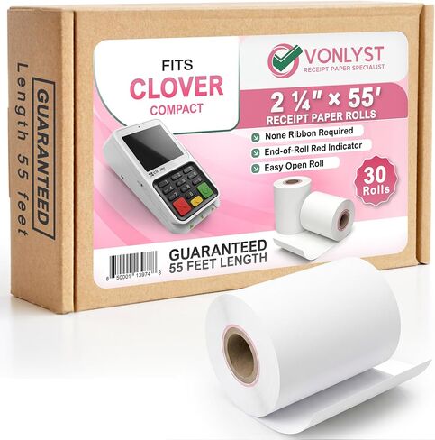 Compatible Clover Compact Countertop POS Thermal Receipt Paper 2 1/4 x 55 (10 rolls) in Saudi Arabia