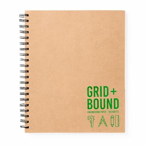 دفتر ملاحظات هندسي Grid+Bound، غلاف حلزوني، 2 حزمة، 8.5 بوصة × 11 بوصة، لون أخضر، هامش أمامي، رسم بياني خلفي 5 × 5، 100 ورقة لكل دفتر ملاحظات in Kuwait