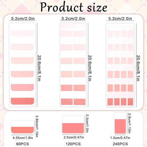 420 PCS Sticky Index Tabs, Pink Repositionable Page Markers Sticky Tab Annotation Tabs, Multi Size Paper Labels Divider Tab Stick on Small for Books Notebooks File Classification in Kuwait