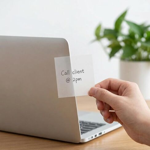 100 Sheets Transparent Sticky Notes, Clear Self-Adhesive Waterproof Notes for Annotation, 2 Sizes for School & Office (5 * 7.5cm, Small,White Transparent) in Kuwait