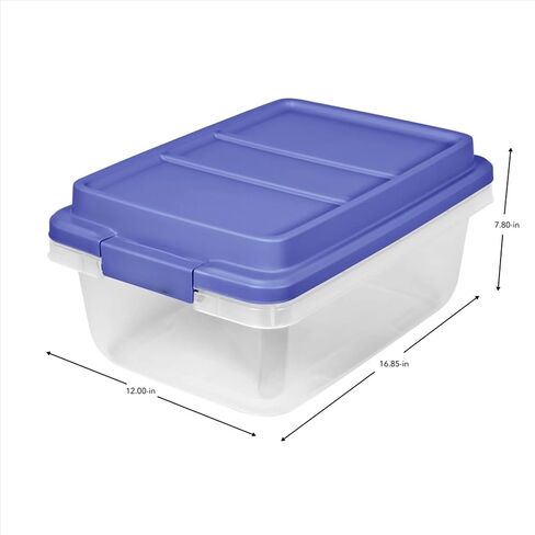 18-quart transparent storage box with lock and blue lid in Saudi Arabia