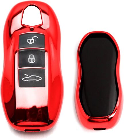 iJDMTOY Sports Blue Chrome Finish TPU Key Fob Protective Cover Case Compatible with Porsche Cayenne Panamera Macan 718 Cayman Boxster 911, etc in Kuwait