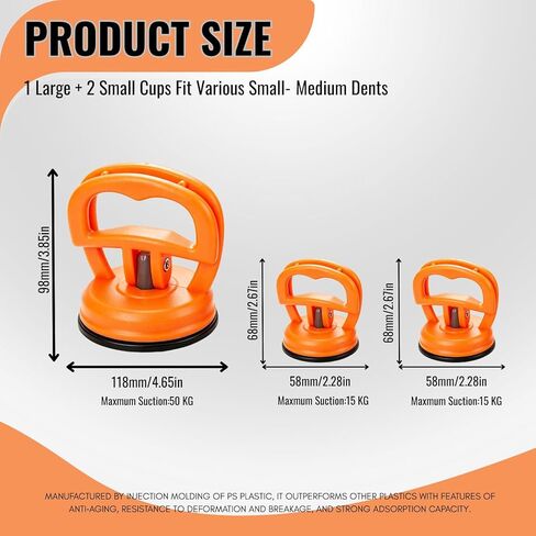 Dent Puller,3PCS Car Dent Puller Kit,Heavy-Duty Suction Cup Dent Removal Tool, 110Lbs Max Pull Paintless Auto Body Repair Set, Powerful Scratch-Free Dent Lifter for Cars, Trucks, Glass & Furniture in Saudi Arabia