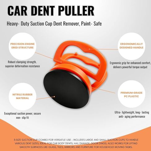 Dent Puller,3PCS Car Dent Puller Kit,Heavy-Duty Suction Cup Dent Removal Tool, 110Lbs Max Pull Paintless Auto Body Repair Set, Powerful Scratch-Free Dent Lifter for Cars, Trucks, Glass & Furniture in Saudi Arabia
