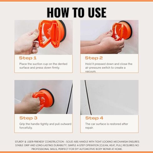 Dent Puller,3PCS Car Dent Puller Kit,Heavy-Duty Suction Cup Dent Removal Tool, 110Lbs Max Pull Paintless Auto Body Repair Set, Powerful Scratch-Free Dent Lifter for Cars, Trucks, Glass & Furniture in Saudi Arabia