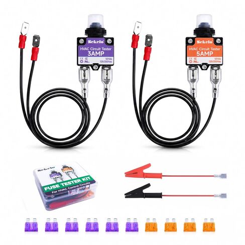 Fuse Popper HVAC Resettable Fuse Kit, 3 AMP 5 AMP Circuit Tester for Circuit Breaker, 50V DC & 125/250V AC, with 2 Alligator Clips & 10 Mini Blade Fuses in Saudi Arabia
